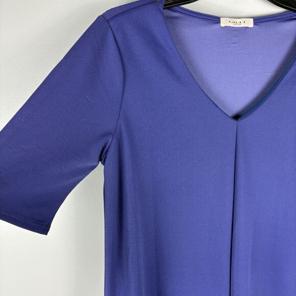 Gilli Liquid Knit Pullover Top Purple V Neck Womens Small Work Church Classic - Picture 2 of 6
